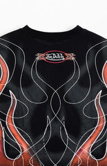 Von Dutch Logo Flame Cropped T-Shirt