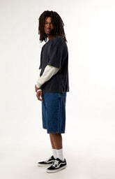 Pacsun Black Waffle Knit 2Fer Layered Long Sleeve T-Shirt