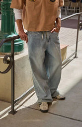 Pacsun Blake Extreme Baggy Jeans Drawstring Light Indigo