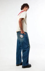 Budweiser by Pacsun Dark Blue Claw Logo Baggy Jeans