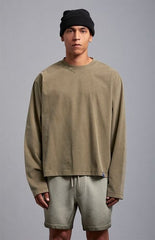 A.R.C. Green Vintage Wash Heavyweight Oversized Long Sleeve T-Shirt