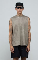 A.R.C. Khaki Vintage Wash Comfort Cut Off Muscle T-Shirt