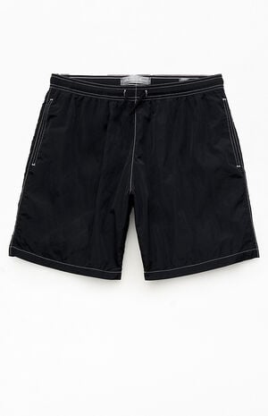 Pacsun Black Baggy Contrast Crinkle 8" Swim Trunks