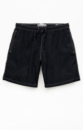 Pacsun Black Baggy Contrast Crinkle 8" Swim Trunks