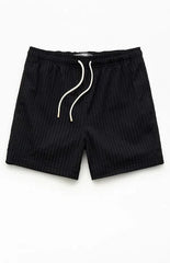 Pacsun Black Hudson Striped 5.5" Swim Trunks