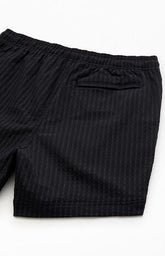 Pacsun Black Hudson Striped 5.5" Swim Trunks
