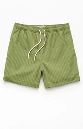 Pacsun Green Hudson Striped 5.5" Swim Trunks