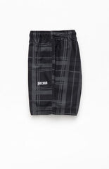 Pacsun Black Plaid Eco 6.5" Swim Trunks