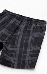 Pacsun Black Plaid Eco 6.5" Swim Trunks