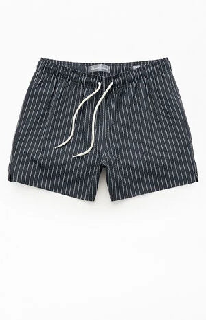 Pacsun Black Sandbar Striped Seersucker 4.5" Swim Trunks