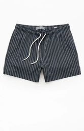 Pacsun Black Sandbar Striped Seersucker 4.5" Swim Trunks