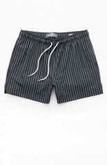 Pacsun Black Sandbar Striped Seersucker 4.5" Swim Trunks
