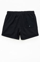Pacsun Black Logo Seersucker 4.5" Swim Trunks