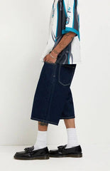 Pacsun Austin Extreme Baggy Jean Shorts Dark Blue