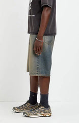 Pacsun Austin Extreme Baggy Jean Shorts Dark Blue Tint
