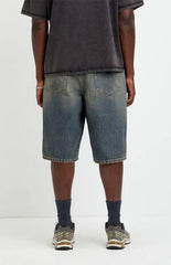 Pacsun Austin Extreme Baggy Jean Shorts Dark Blue Tint