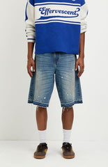 Pacsun Austin Extreme Baggy Jean Shorts Paint Splatter Medium Blue