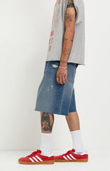 Pacsun Parker Baggy Jean Shorts Ripped Medium Blue