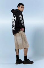 Pacsun Parker Baggy Jean Shorts Tan Washed