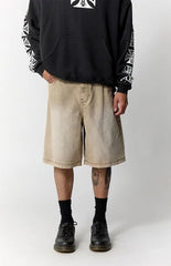 Pacsun Parker Baggy Jean Shorts Tan Washed