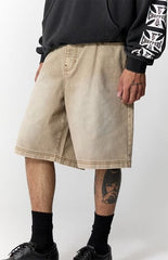 Pacsun Parker Baggy Jean Shorts Tan Washed