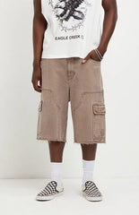 Pacsun Austin Extreme Baggy Jean Shorts Cargo Brown
