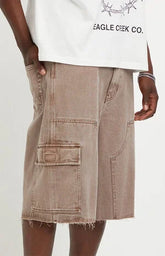 Pacsun Austin Extreme Baggy Jean Shorts Cargo Brown