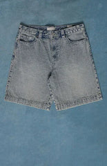 Pacsun Parker Baggy Jean Shorts Jacquard Checkered Light Blue