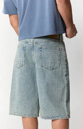 Pacsun Austin Extreme Baggy Jean Shorts Textured Slub Light Blue