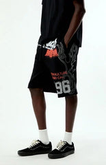 Von Dutch Rhinestone Baggy Fleece Sweat Shorts