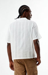 Pacsun White Pointelle Oversized Camp Shirt