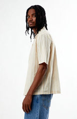 Pacsun Tan Striped Oversized Camp Shirt