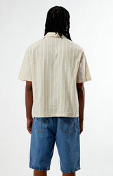 Pacsun Tan Striped Oversized Camp Shirt
