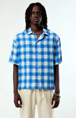 Pacsun Blue Plaid Nathan Short Sleeve Shirt