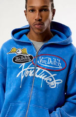 Von Dutch Logo Vintage Wash Full Zip Hoodie