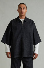 Fear of God ESSENTIALS Vintage Black Denim Zip Up Work Shirt