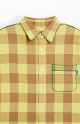 Awake NY Plaid Contrast Stitch Long Sleeve Flannel Shirt