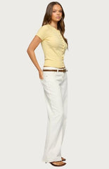 Edikted Wilmer Button Up Short Sleeve Knit Top