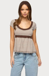 Edikted Sady Contrast Striped Babydoll Top