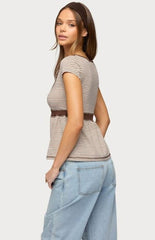 Edikted Sady Contrast Striped Babydoll Top
