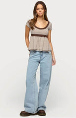 Edikted Sady Contrast Striped Babydoll Top