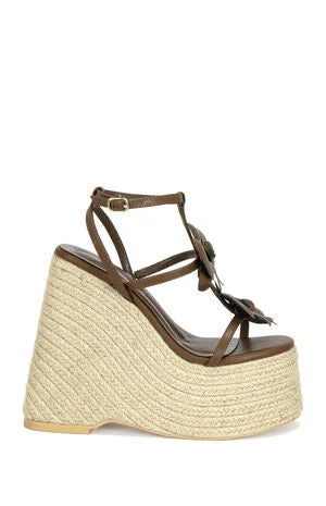 AZALEA WANG Women's Barossa Floral Platform Wedge Sandals