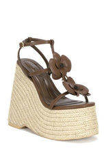 AZALEA WANG Women's Barossa Floral Platform Wedge Sandals