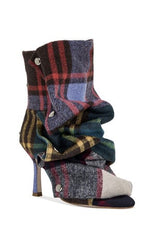AZALEA WANG Women's Plaid Birdsong Peep Toe Stiletto Booties
