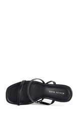 AZALEA WANG Women's Black Wrap Around Curved Wedge Sandals