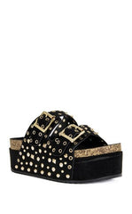 AZALEA WANG Women's Kaegan Black Flatform Sandals