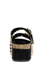 AZALEA WANG Women's Kaegan Black Flatform Sandals