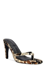 AZALEA WANG Women's Lewis Cream and Brown Stiletto Sandals