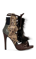 AZALEA WANG Women's Heather Animal Print Stiletto Sandals