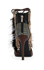 AZALEA WANG Women's Heather Animal Print Stiletto Sandals
